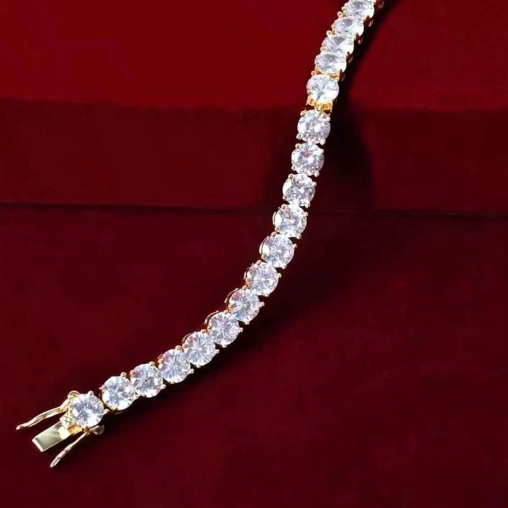 Gold Tennis Bracelet  8inch Stainless Steel